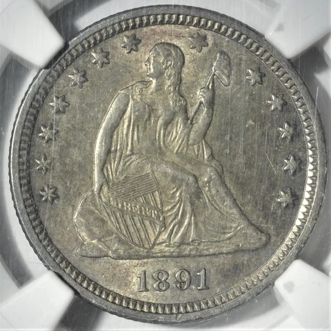 1891 Seated Liberty Quarter Dollar - NGC MS62     s-0073 Cover
