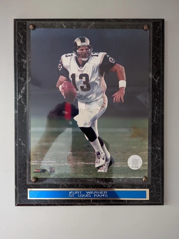 St. Louis Rams Kurt Warner 8x10 Photo File 13x10-1/2 Marbled Plaque w/Plate Cover