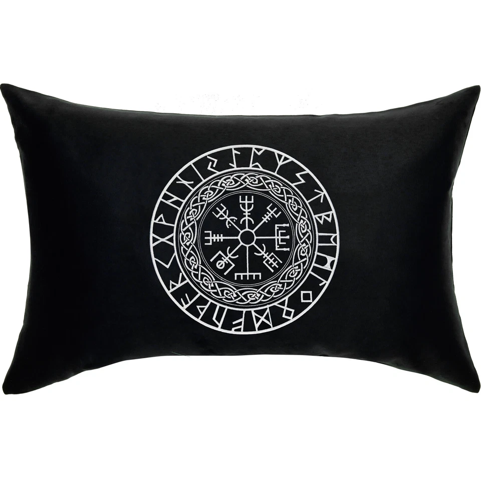 WIKINGER PREMIUM Kissen Vikings Dekokissen mit Runen Zirkel, Mandala - 40x60cm - Bild 1 von 4