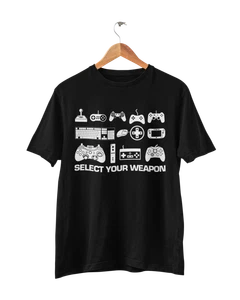 Select Your Weapon Retro Gaming Controllers T Shirt Gaming Classic Gift Idea Top - Picture 1 of 17