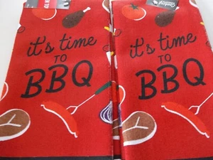 Juego de 2 toallas para platos de cocina de 15" x 25" IT'S TIME TO BARBECUE NUEVAS CON ETIQUETAS - Imagen 1 de 2