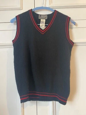 80s versace vest jumper women black with red cashmere  - Image 1 of 4