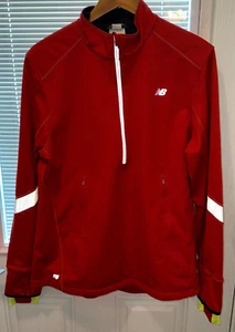 New Balance 1/2 Zip Sweatshirt Mens L Running Red Lightning Dry Wicking Logo - Picture 1 of 14