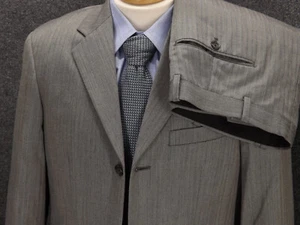 VTG Tasso Elba Mens Suit 36S Gray Wool 32x27 Pleat Pants Two-Piece 3 Button - Picture 1 of 14