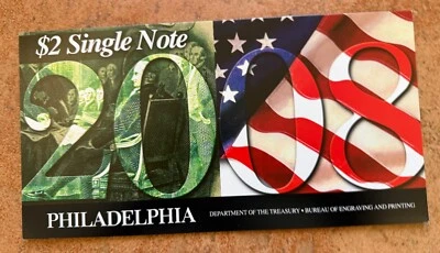 Two  (2) 2008 $2 Single Note PHILADELPHIA Consecutive #s - Image 1 of 2