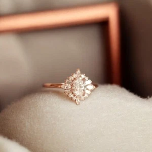 Women Engagement Ring 1 Carat IGI GIA Lab Grown Oval Cut Diamond 14k Rose Gold - Imagen 1 de 10