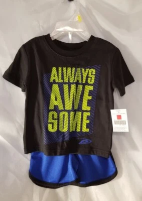 Boys T Shirt Shorts ProPlayer Infant ALWAYS AWESOME 12 M New Black Blue Neon NWT - Image 1 of 4