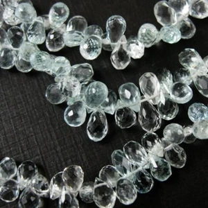 100% Genuino Semiprecioso Aqua AAA Piedra Preciosa Gota Briolette - Piedra Natural (4 piezas) - Imagen 1 de 3