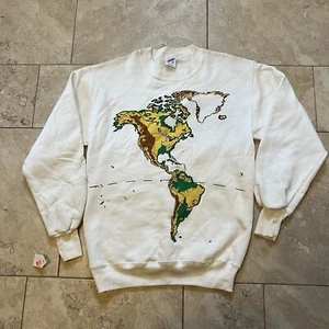 Vtg NOS Travelers World Sweater Topographic Map Sz M USA Read - Picture 1 of 9