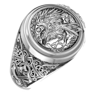 925 Sterling Silver Viking Celtic Raven Ring Norse Crow Jewelry - Picture 1 of 7