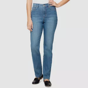 Gloria Vanderbilt Women's Blue Straight-Leg Amanda Jeans Pants Petite Size 6P - Picture 1 of 2