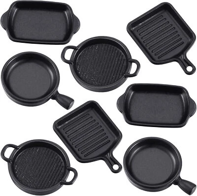 8Pcs 1:12 Dollhouse Metal Miniature Pots Pans Mini Cookware Kitchen Accessories - Image 1 of 4