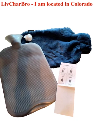 Botella de agua caliente 3L GRANDE SUAVE cubierta de piel sintética azul acogedora botella de agua caliente duradera Foto 1 de 4