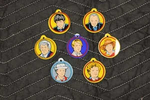 Dr. Who Pinball Promotional Plastic Keyring from Bally 1997 (set of 7) - Picture 1 of 8