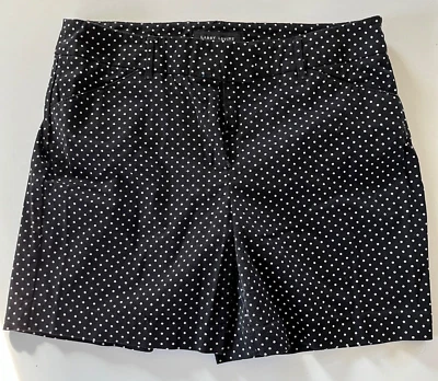 Pantalones Cortos Larry Levine Mujer Talla 12 Negro Blanco Lunares Frente Plano Algodón 5.75" Foto 1 de 4