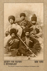 CHECHEN COSSACKS AT WEDDING 1880 VINTAGE PHOTOGRAPH CARD A+ CDV - Picture 1 of 1