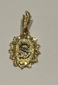 14k YELLOW GOLD CHARM PENDANT INITIAL S BRACELET NECKLACE jewelry 1.18G - Picture 1 of 3