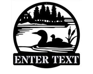 Loons Metal Sign, Lake Metal Sign Loon Decor, Custom Name Sign Duck Wall Art, - Picture 1 of 3