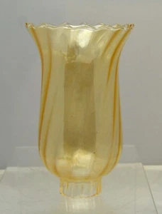 Vintage Amber Swirl Glass Tulip Edge Chandelier Candle Lamp Globe Chimney 6 1/2" - Picture 1 of 4
