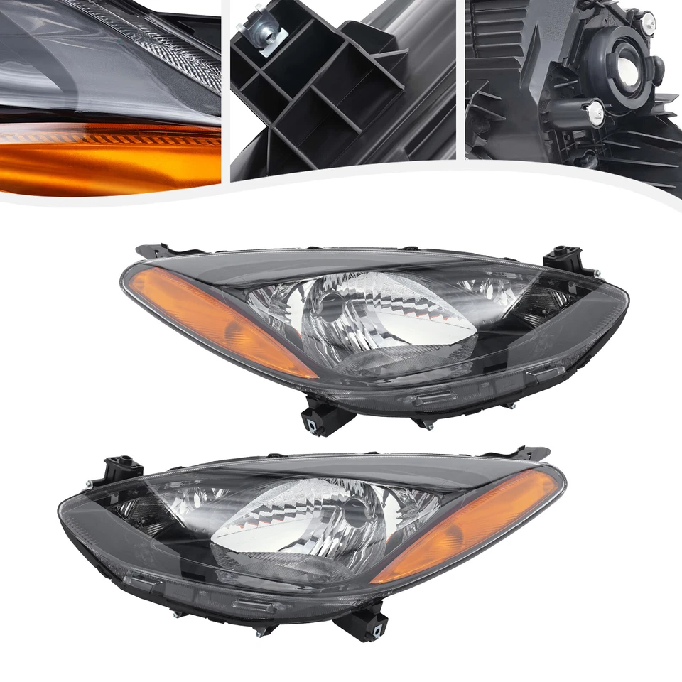 Pair Halogen Headlights Left+Right Side Headlamp For 2011 2012 2013 2014 Mazda 2 Foto 1 de 4