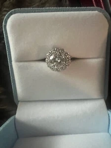 Moissanite by Charles & Colvard 14K White Gold 4.22 DEW Split Shank Halo Ring - Picture 1 of 12