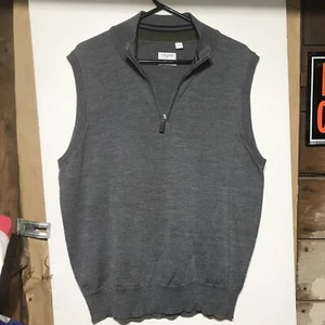 Tom James Men's 1/4 Zip Sweater Vest Gray Size L NWOT!!! Made Italy !!! - Picture 1 of 3