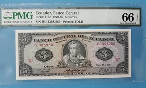 1979 -80 Ecuador 5 Sucres PMG66 EPQ <P-113c> - Picture 1 of 2