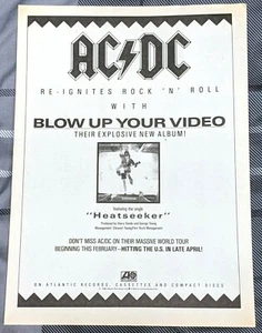AC/DC / ANGUS YOUNG / 1988 BLOW UP YOUR VIDEO LP / ALBUM MAGAZINE PRINT AD - Picture 1 of 1