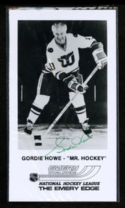1979-80 HARTFORD WHALERS GORDIE HOWE GREEN AUTOGRAPHED SIGNED EMERY PROMO PHOTO - Picture 1 of 2
