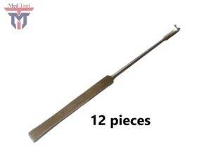 12 Spay Snook Hook Strumenti Chirurgici Veterinari Acciaio Inox - Foto 1 di 3