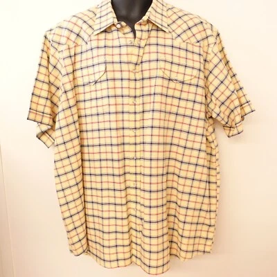 Camisa De Colección Ely Cattleman Para Hombres Perla A Presión A Cuadros Amarilla Manga Corta 2X Foto 1 de 4