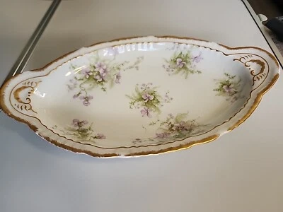 Plato de colección de principios de 1900 Theodore Haviland Limoges Francia Relish 5,5"x9,25" Foto 1 de 4