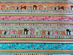 3/4 yard+ MBT CUTE CAT Flannel FABRIC Cotton KITTY Feline - Picture 1 of 1