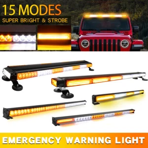 LED Emergency Warning Strobe Light Car Roof Amber & White Bar Flashing Beacon - Picture 1 of 73