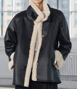 Zara ZW Collection Double Faced Shearling Jacke Schwarz Gr. XS S M L 3548/248 - Bild 1 von 18