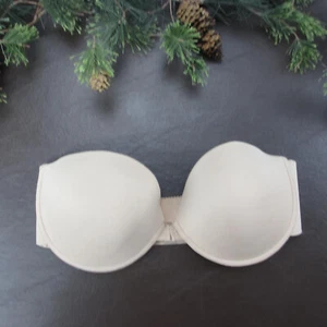 Fashion Forms Bra 34D Beige Strapless Padded Underwire Clasp Front - Picture 1 of 10