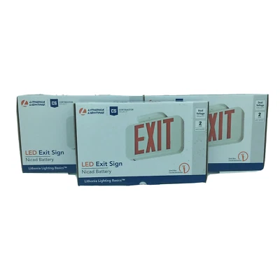 Lithonia LED Exit Signs Three Signs with Battery Nicad 120/277 Brand New in Box - Image 1 of 4