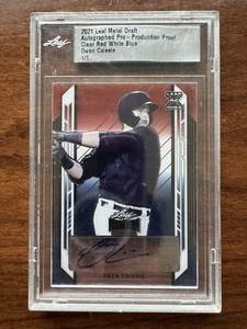 2021 Leaf Metal Draft Owen Caissie 1/1 Clear Red, White, Blue Leaf Auto RARE GEM
