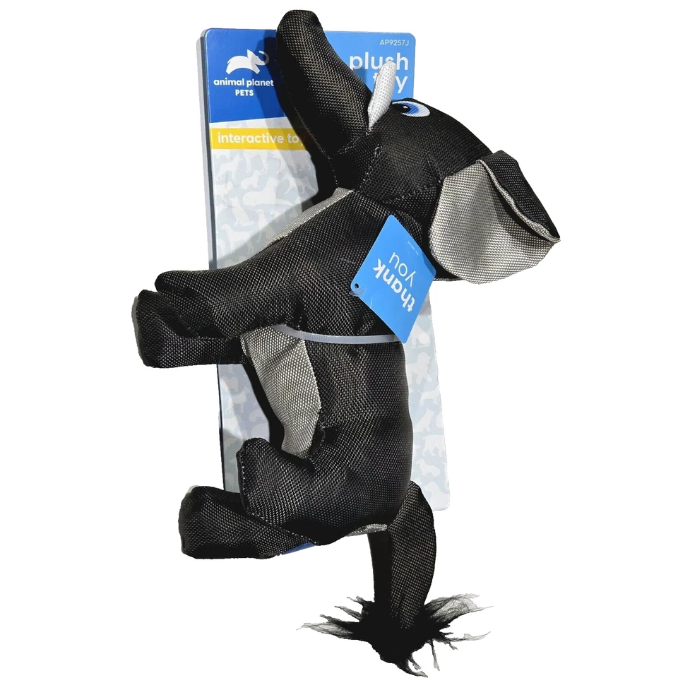 Animal Planet PETS Juguete interactivo de lona de peluche para perros con chirrido 14 pulgadas gris Foto 1 de 1