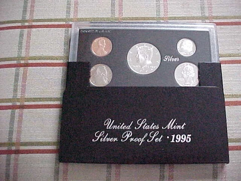 1995 S US Mint SILVER Proof Set 5 Coins in Mint Holder with COA Cover