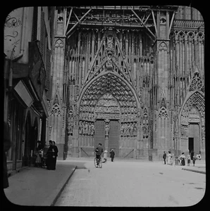 ANTIGUA Linterna Mágica Diapositiva CATEDRAL DE MUNSTER DE ESTRASBURGO Nº2 C1909 FOTO FRANCIA - Imagen 1 de 2