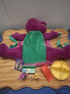 Barney Lot Dinosaur Plush Stuffed Animal Backpack Book Bag Pin Figures Vintage  - Image 1 of 4