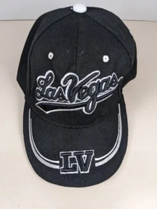 Las Vegas Ball Cap Hat Black Silver Embroidery One Size Adjustable - Picture 1 of 3