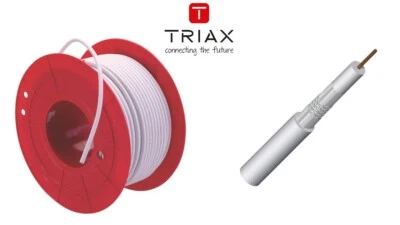 Satkabel Koaxialkabel 100m Spule inkl. 8x F-Stecker 4K uhd TRIAX KOKA F6 PLUS - Bild 1 von 3