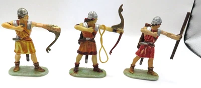 Лот из 3 лучников ELASTOLIN NORMAN - желтовато-коричневый/коричневый/красный цвет как есть - сломанные луки + - Изображение 1 из 4