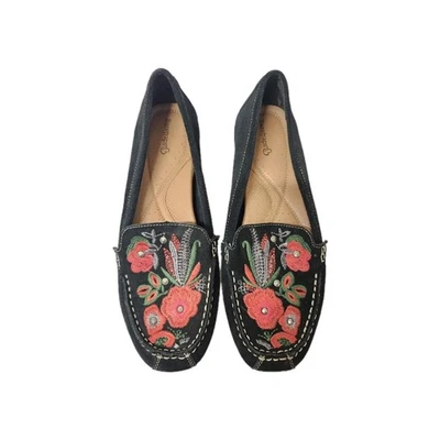 Baretraps Womens Shoe 11M Loafer Otella Black Red Floral - Image 1 of 4