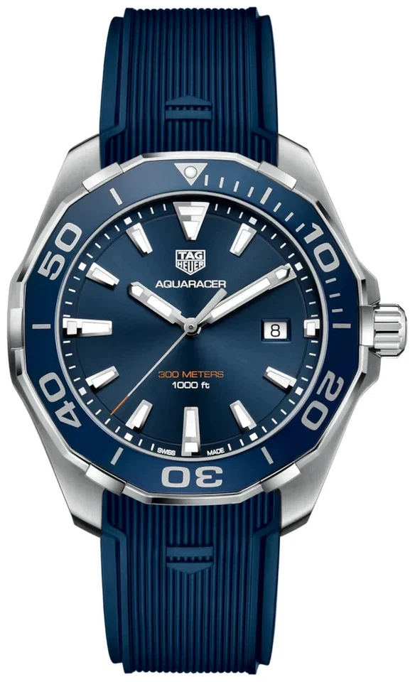 Reloj Tag Heuer Aquaracer cuarzo esfera azul correa de goma azul para hombre - WAY101C.F Foto 1 de 1