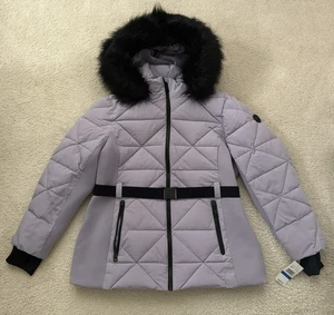 Michael Kors Violet Giubbotto Invernale Puffer Cappuccio Pelliccia Taglia XL Nuovo con etichette 280€ - Foto 1 di 11