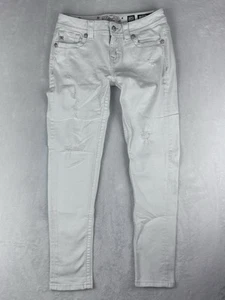 Pantalones de mezclilla para mujer Miss Me blancos con puños ajustados tiro medio talla 28 - Imagen 1 de 15