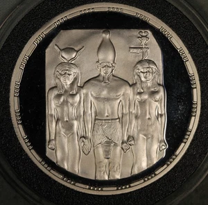 EGIPTO 1994 PRUEBA .999 PLATA 5 LIBRAS ~ ANTIGUO TESORO MENKAURE TRÍADA - Imagen 1 de 2